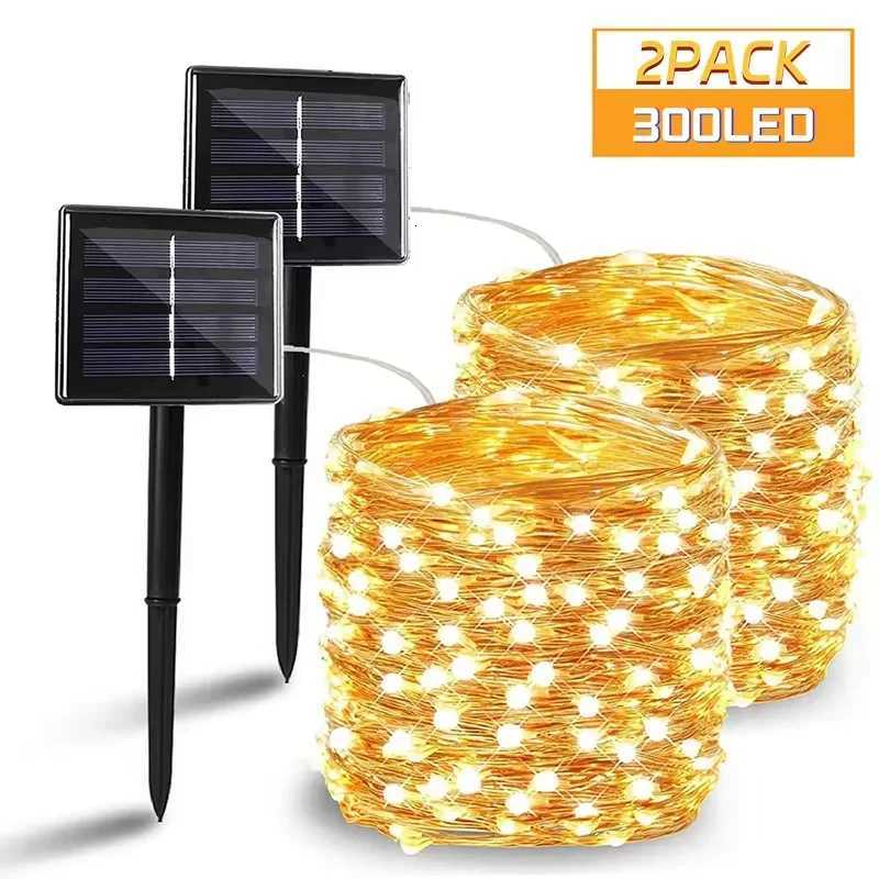7m/12m/22m/32m Solar LED Fairy String Light Outdoor Waterproof 8 Modes Street Garland for Party Wedding Christmas Decoration Lamp XJ250710