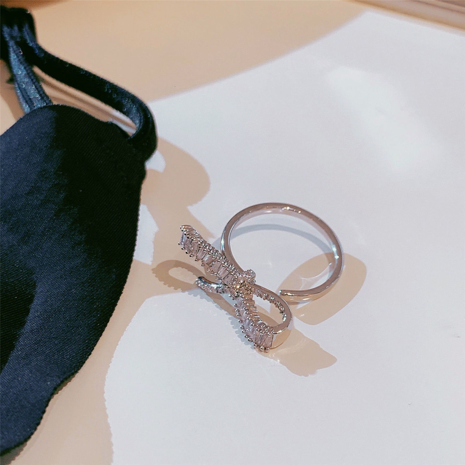 Adjustable Open Bowknot Ring INS Style Niche Fashion Index Finger Ring Street Personality Ring Trend Daily Party Jewelry for Women250711
