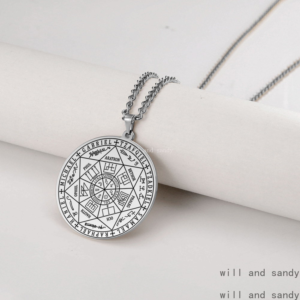 18k Gold Religions Angel Disc Necklace Stainless Steel Gold Chain Hexagram Pendnat Hot Sell Fine Jewelry Gift
