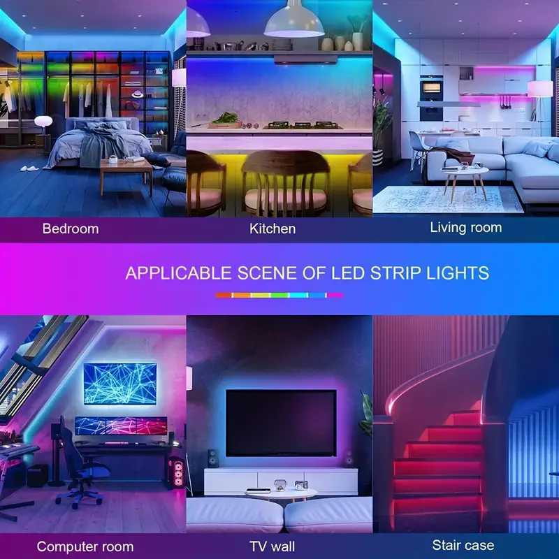 Tuya WiFi RGB LED Strip Light 5050 APP Control Flexible LED Diode Decoration for Festival Party TV Desk Bedroom Ambient Light XJ250710
