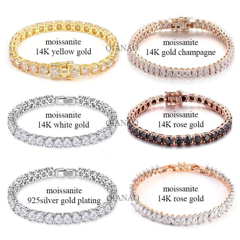 Wholesale 2mm Tennis Chain Original 925 Sterling Silver Round D VVS Moissanite Diamond Hip Hop JewelryTennis Bracelet for Women