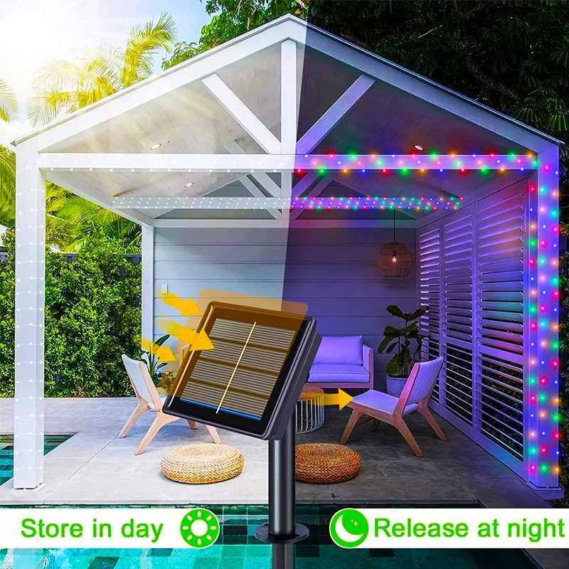 Outdoor LED Solar Fairy Lights Christmas Decoration Waterproof Solar Garland 8 Modes Lights for Xmas Party Patio Balcony Yard XJ250710
