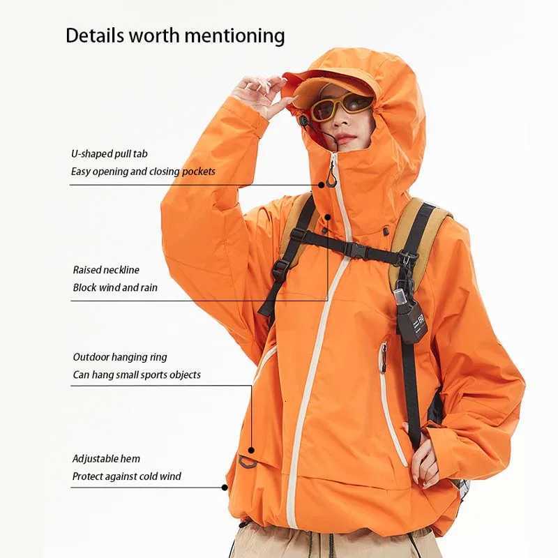 New Men Waterproof Hiking Jacket Women Windproof Sports Coat High Quality Hooded Jacket Outdoor Riding Climbing Running Jacket W250711
