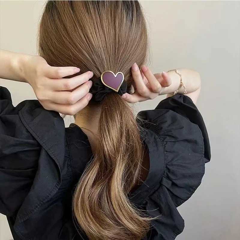 3Pcs/set Simple and High-end Hair Tie Feminine Temperament Sweet Hair ElasticHeart-shaped Rubber Band Headband Hair Accessory Y250711