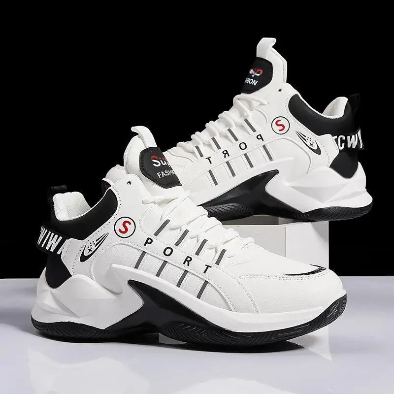 2023 New Men's Basketball Shoes Casual Sports Lightweight Fashionable Versatile Ultra Soft Elastic Round Head Men's Footwear