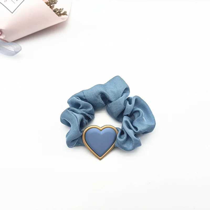 Shiny Heart-shaped Silk Hair Ties Ponytail Holders Hair Accessories Heart Shape Pearl Chiffon Bow Elastic Hair Band Wholesale Y250711