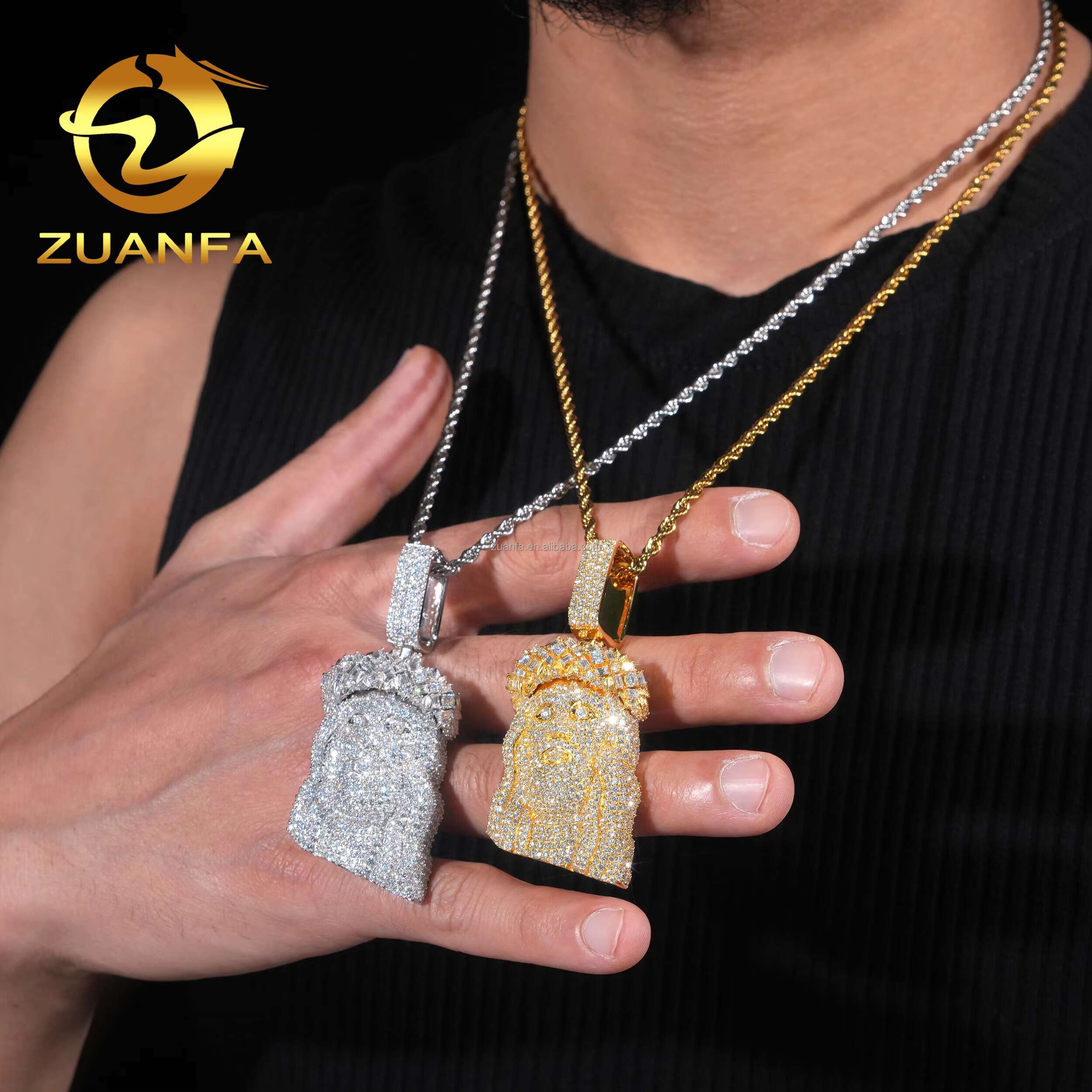 In Stock 2025 Hot Selling Fashion Man Jewelry Hip Hop Pendant 925 Sterling Silver VVS1 Moissanite Diamond Jesus Pendant Man Gift