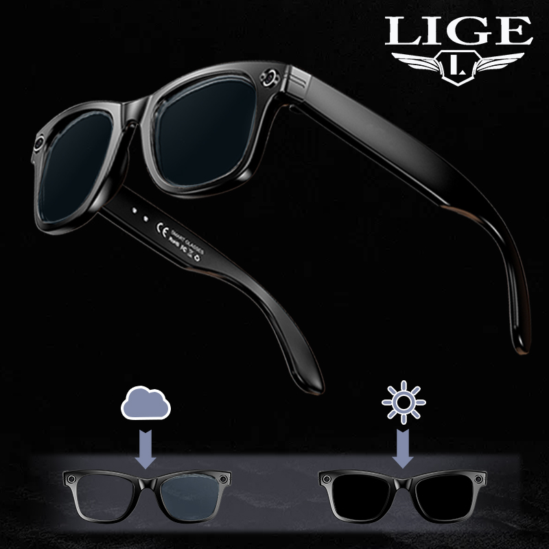 LIGE Camera Smart Sunglasses Video Recording AI Photo Recognition Eyeglasses Wireless Call Glasses Sports Headphones AI smart glasses Touch control