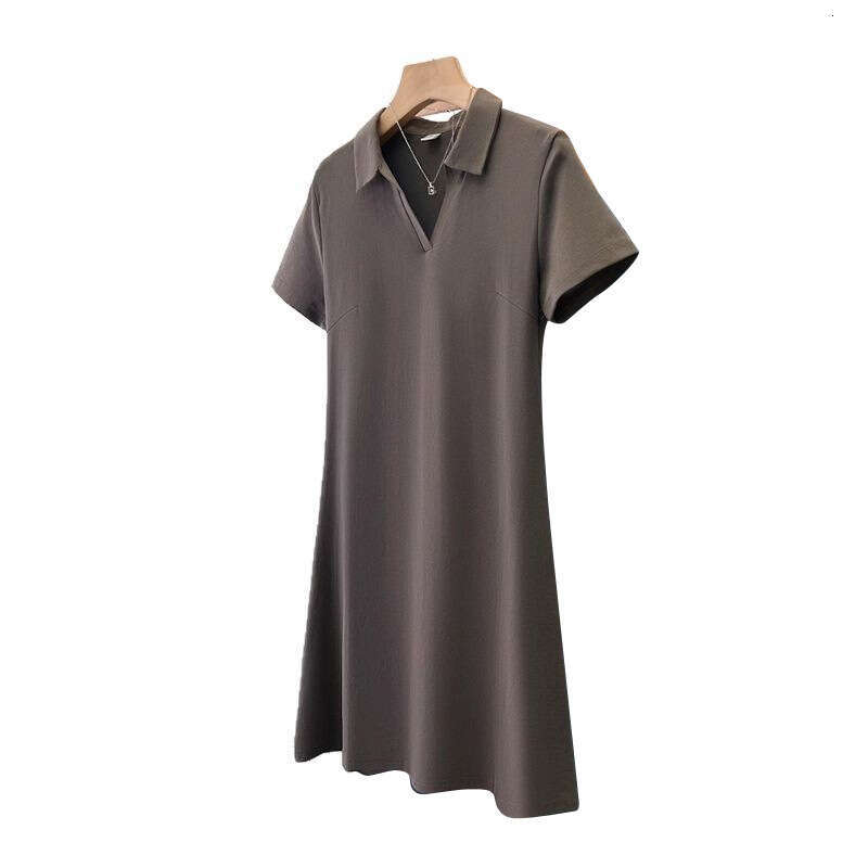 Sweet Spicy Girl Pure Desire Style Short Sleeve For Women Summer Korean Version Versatile Slim Fit Half Open Polo Collar Mid-Length Dress B5