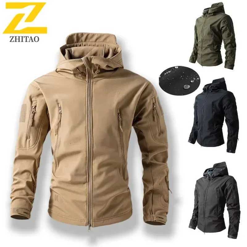 Mountain Soft Case Jacket Mens Winter Autumn Casual Waterproof Pocket Zipper Trenchcoat Outdoor Sports Hunting Work Hooded Coat W250711
