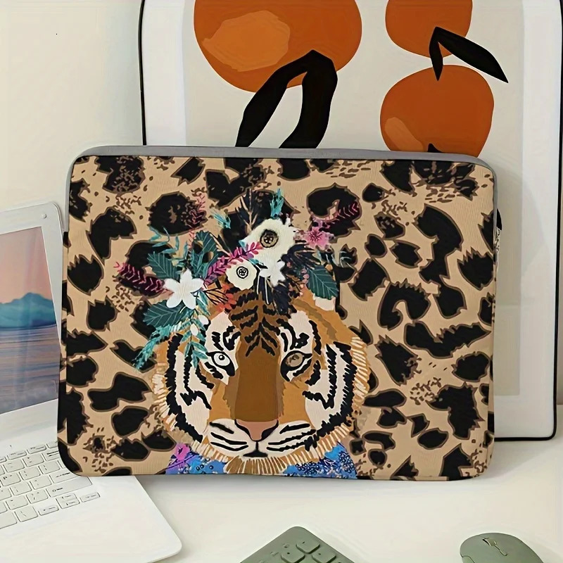 One piece set two styles tiger patterned laptop bag and briefcase suitable for 14 inch laptops 250710