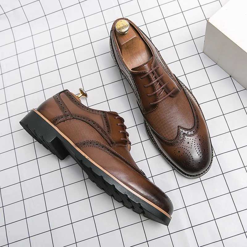 Handmade Oxford Shoes for Men Wingtip Leather Brogue Mens Dress Shoes Classic Business Formal Shoes Male Calfskin Leather ShoeXJ250710