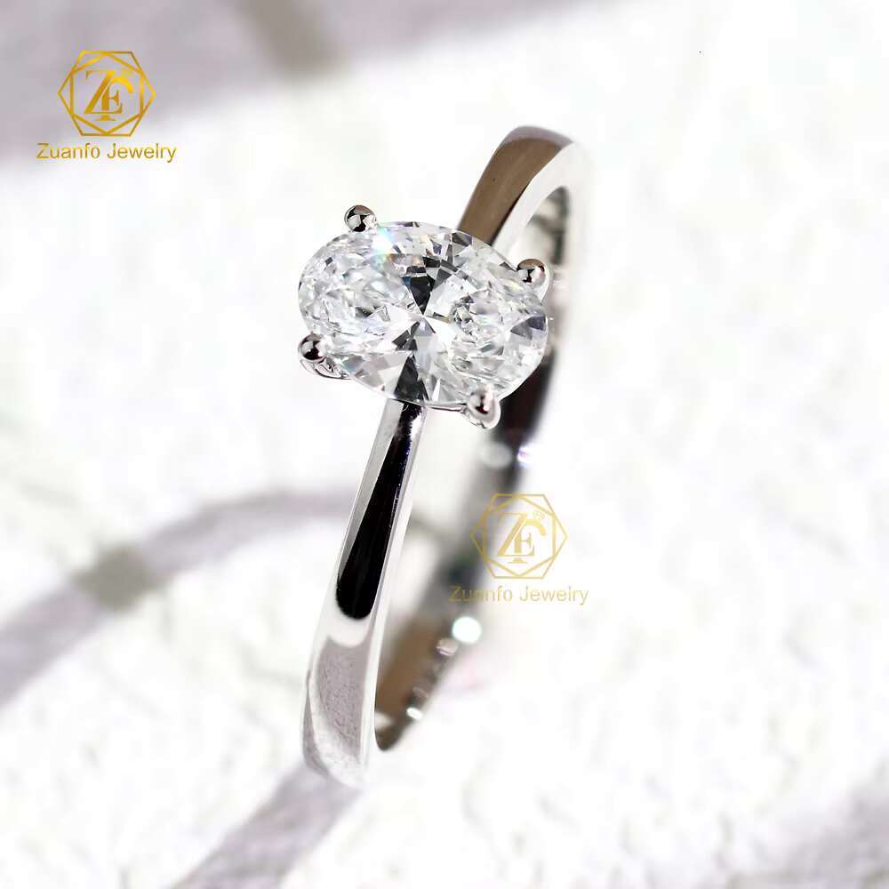 Custom IGI Certified D VS1 1CT Lab Diamond 14K White Gold CVD HPHT Solitaire Oval Lab Grown Diamond Ring for Women
