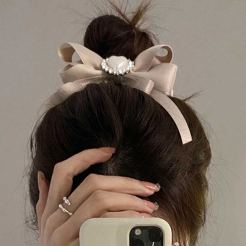 Super Fairy Love Diamond Large Intestine Hair Ring Female Temperament High-end Head Rope Net Red 2022 New Hair Accessories Y250711