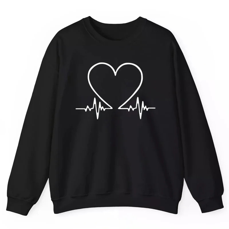 s Womens Tops in Heart Printing Sweatshirt Casual Versatile Pullover Woman Daily Commute Party Clothing Loose 250703