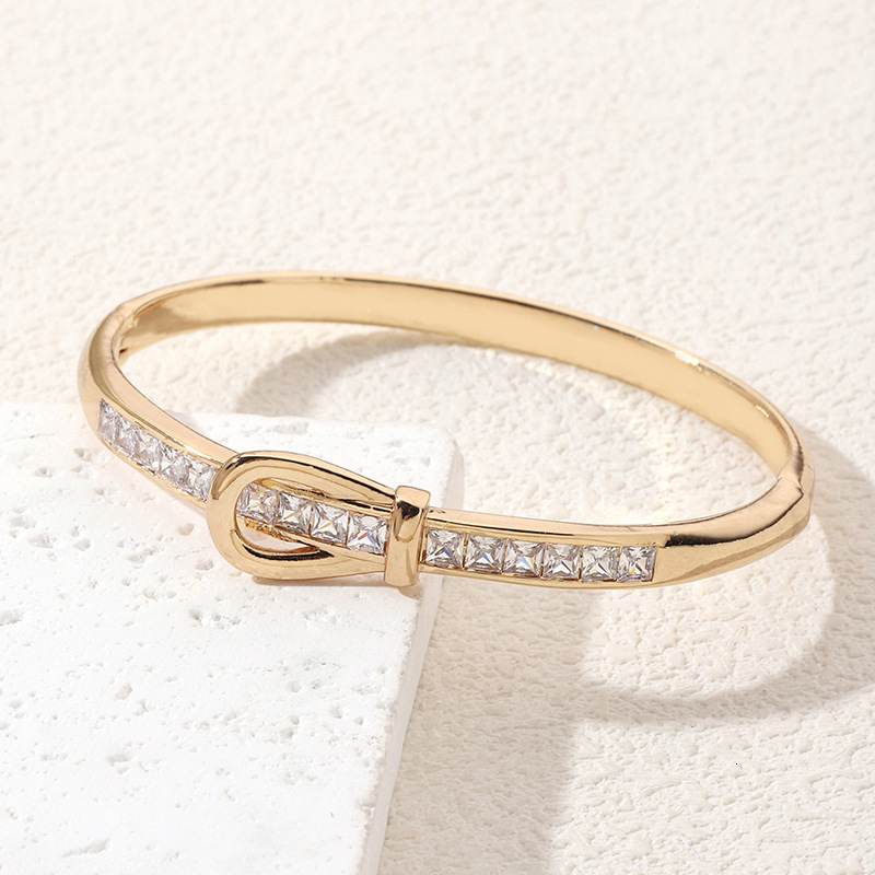 iny Rhinestone Inlay Bangle Glitter Steel Bracelet Classic Women's Open Bracelet250711