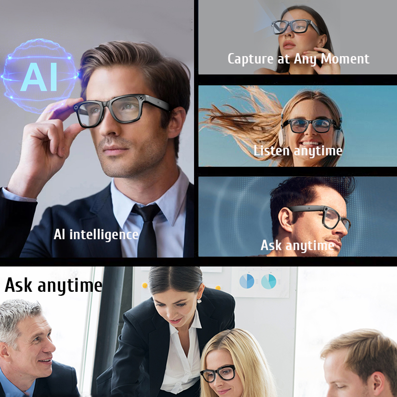 LIGE AI Smart Camera Glasses blue light glasses, remote shooting, magnetic charging, color-changing polarized sunglasses lenses, voice assistant Busin