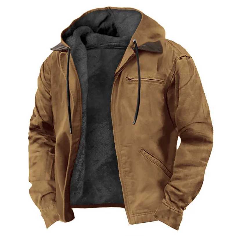 Mens casual hooded jacket trendy and versatile mens multi-color optional zipper pocket jacket top W250711
