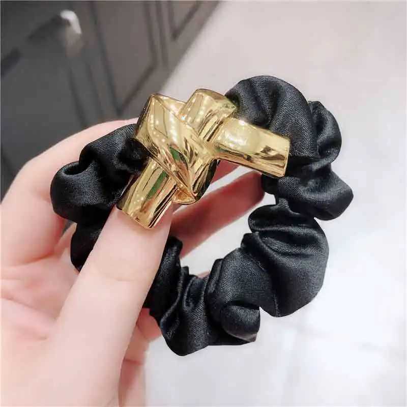 Textured Metal Wind Large Intestine Circle Head Rope Net Red Female Simple Fashion Retro Large Intestine Circle Head Jewelry Y250711