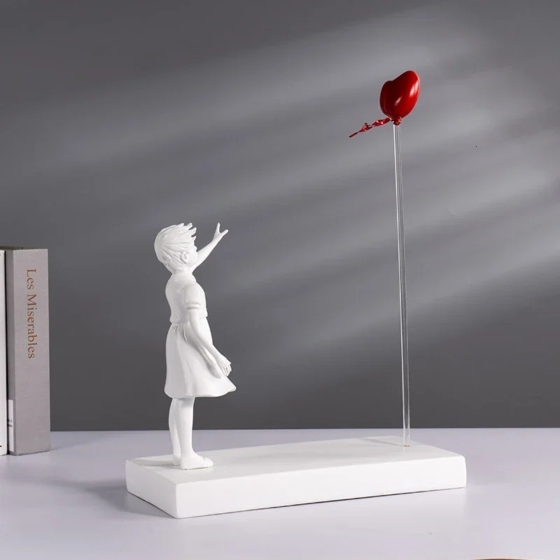 Heart Balloon and Flying Girl Inspired by Banksy Artwork Modern Sculpture Home Decoration Statue Large 250711