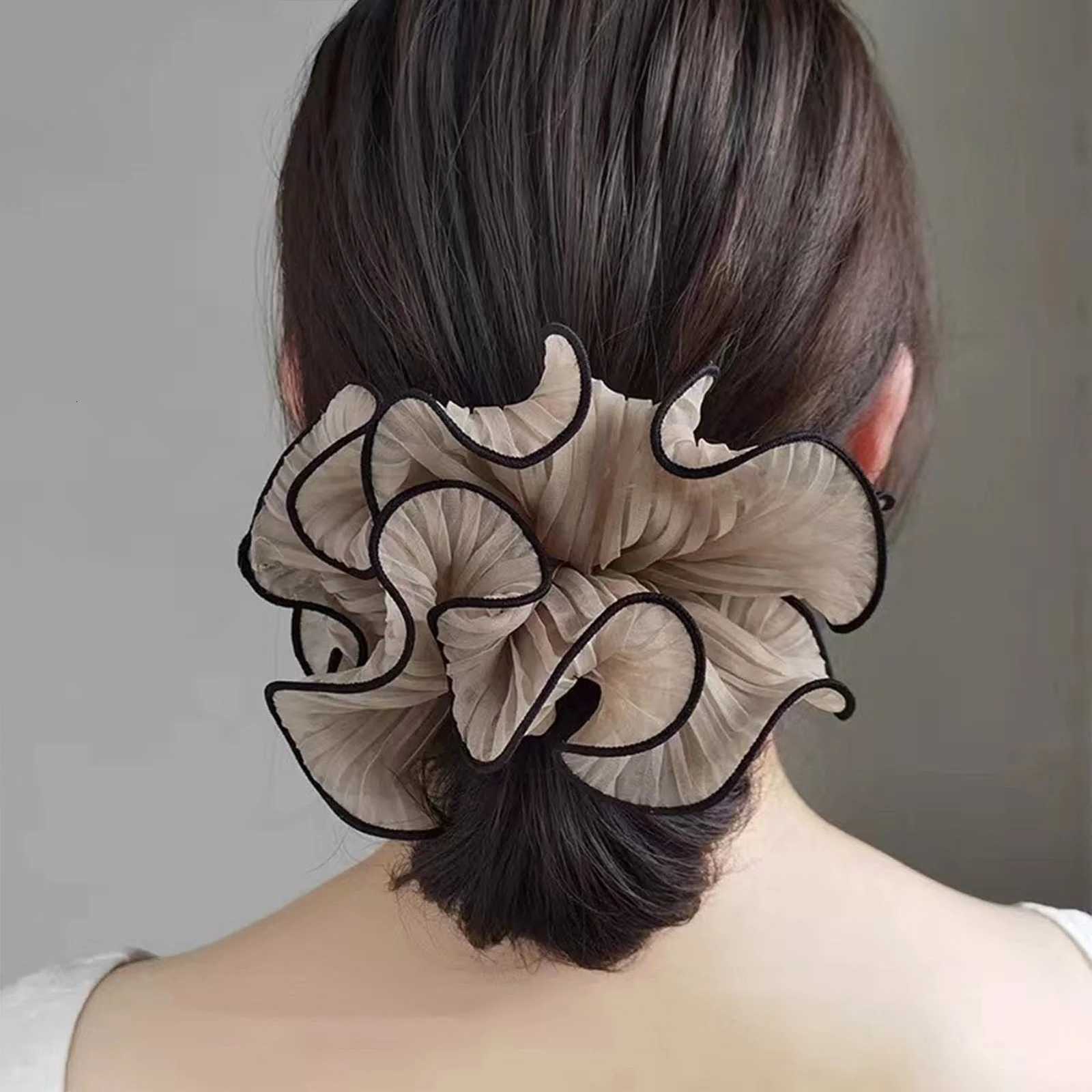 4PCS Elastic Headband French Vintage Chiffon Scrunchies Scrunchy Large Intestine Hair Rings Girls Hair Styling Accessories Y250711