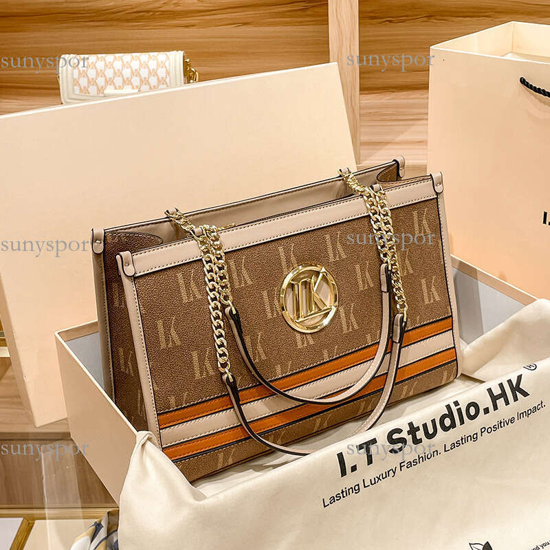 LORDLY KNACK Genuine Leather Chain Tote Bag for Women Large Capacity Versatile Shoulder Underarm Bag