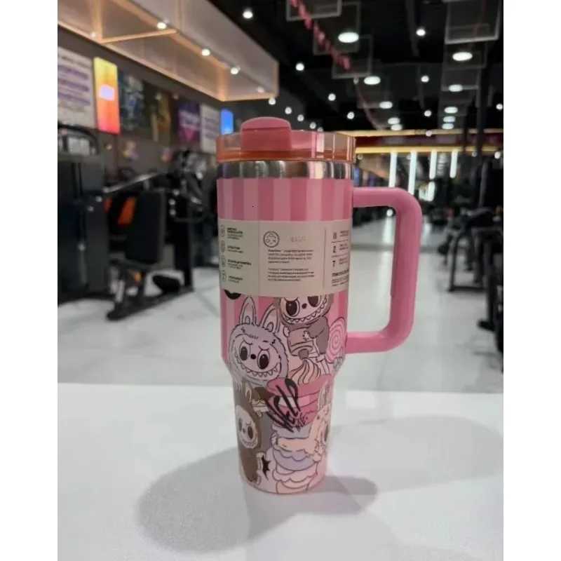 40oz covered cup holder with handle and straw suitable for travel X250711