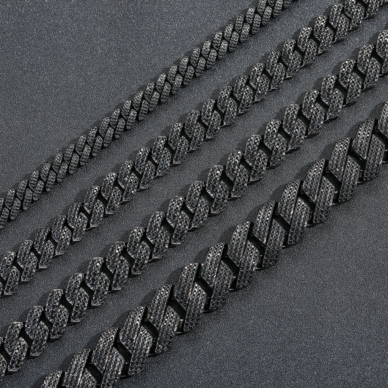 Black Zircon 10-13-15-20mm Dia Cuban Chain Trendy Brand Personality Hip Hop Necklace