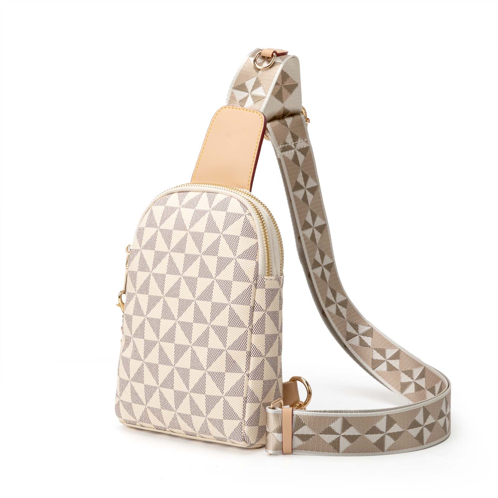 Designer bag free shipping Geometric Pattern Sling Bag Chain Decor Adjustable Strap student schoolbag