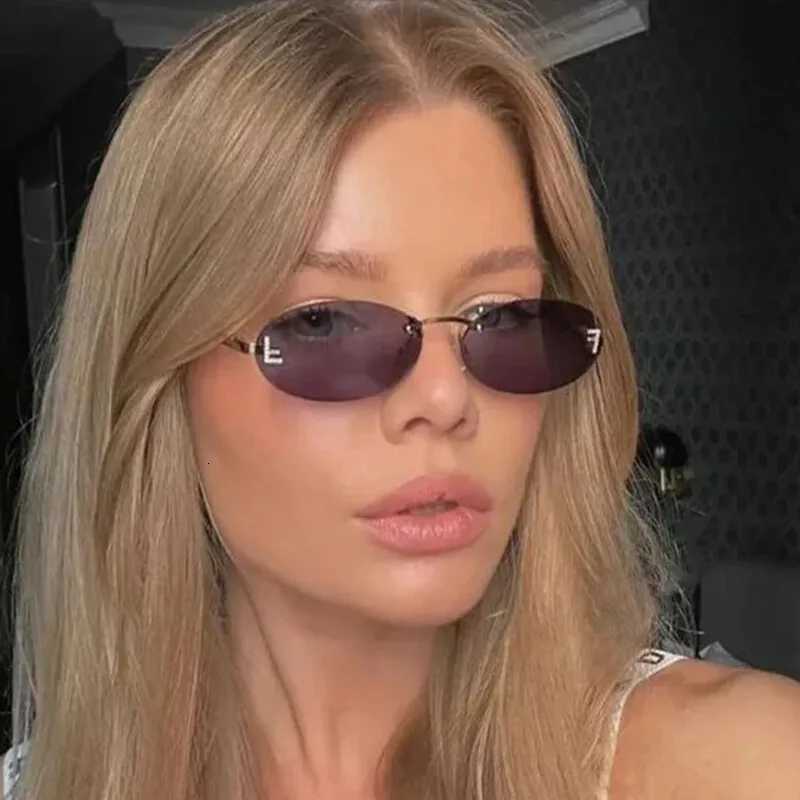 Diamond tter F Rimss Sunes Wen Luxury Brand Metal Fe Black Small Oval Sun es Unsiex Elegant S UV400 W250709