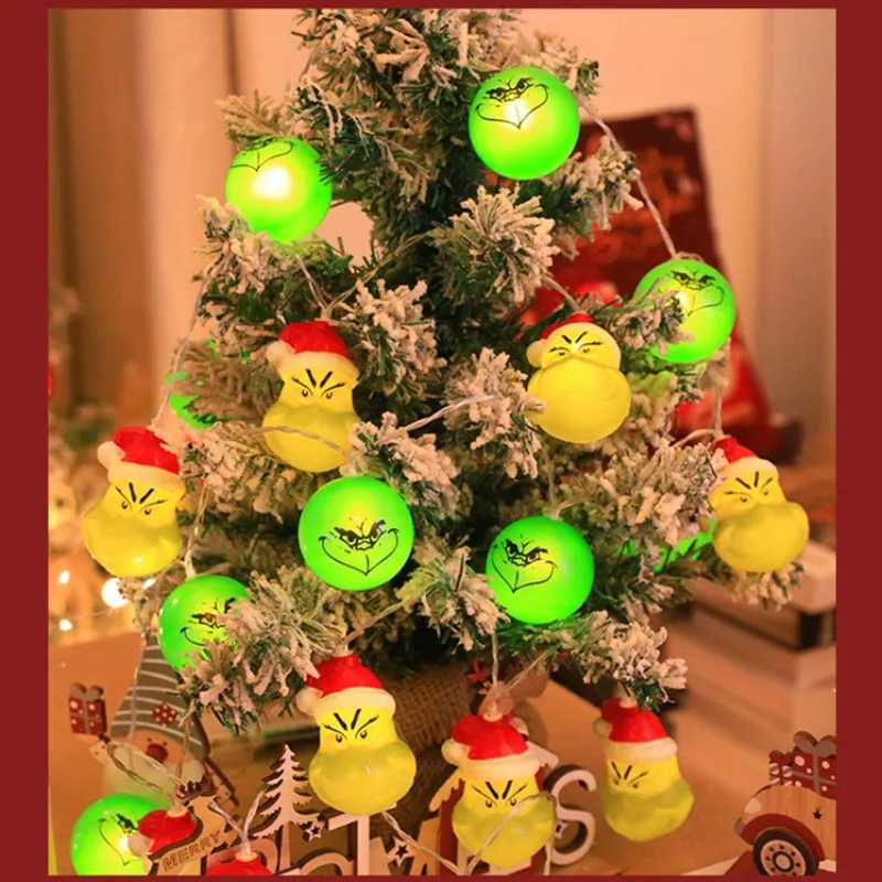 2025 New LED String Lights Grinch Xmas Elf Christmas Ornaments Tree Decor for Xmas Party Decorations Indoor Home Hanging LightsXJ250710