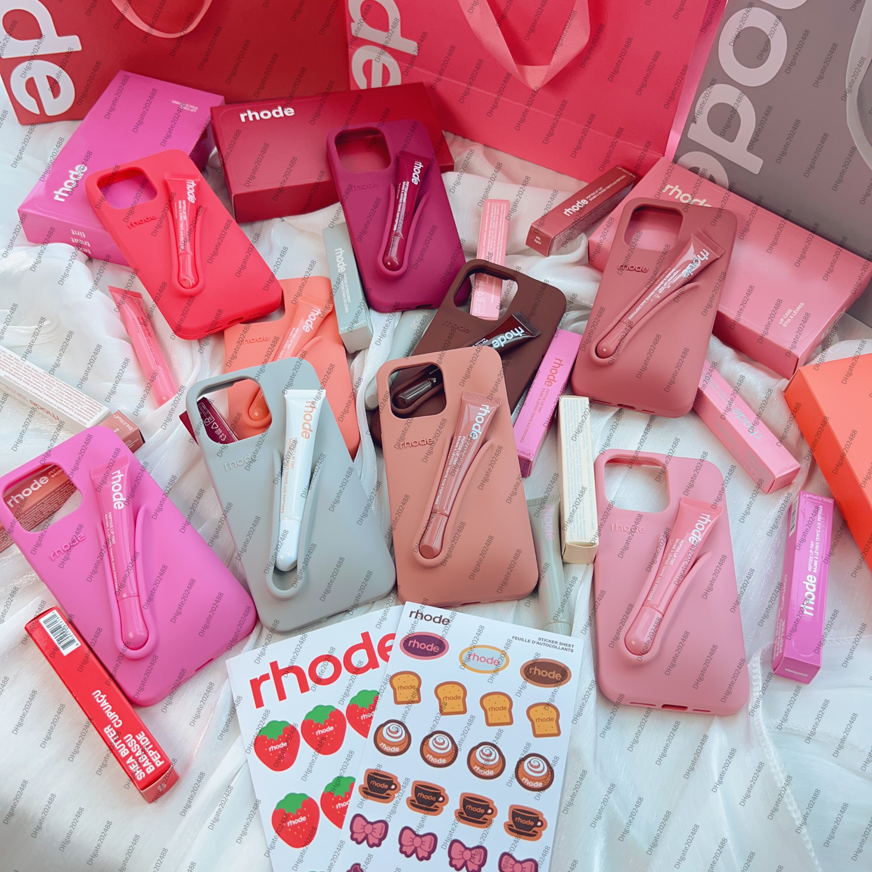 rhodes phone case For iPhone 16 Pro Max case 16 15 Plus 14 Pro 13 12 Luxurys Designer Fashion iphone case Lip Gloss Lipstick Lip Balm Silicone Phone cove