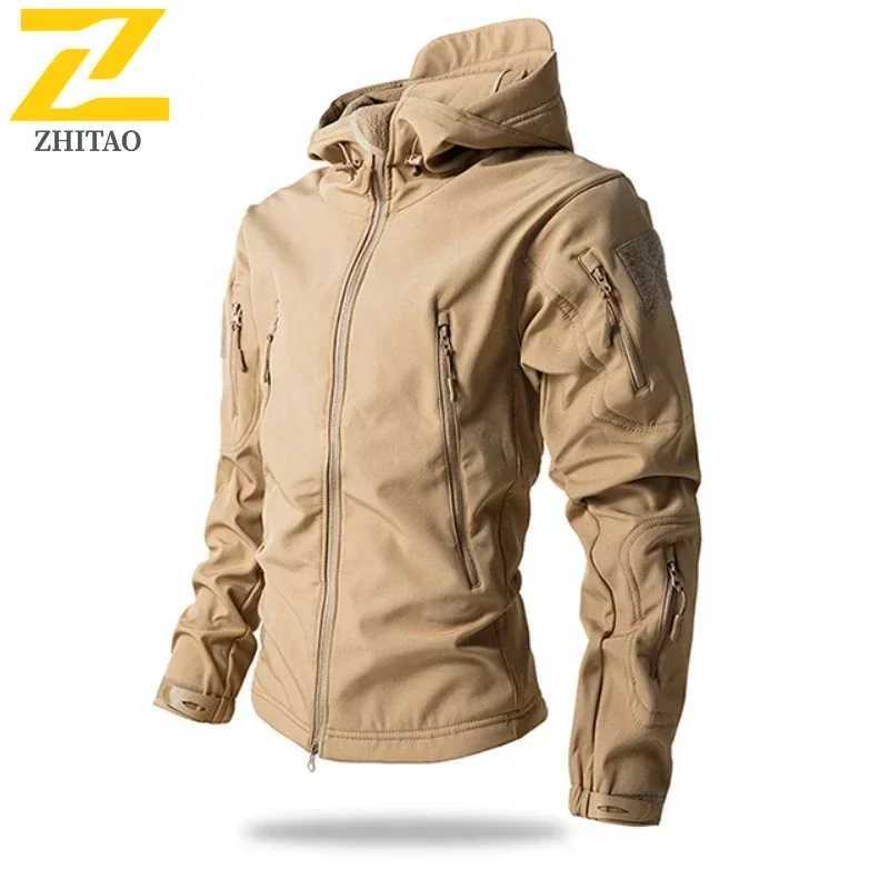 Mountain Soft Case Jacket Mens Winter Autumn Casual Waterproof Pocket Zipper Trenchcoat Outdoor Sports Hunting Work Hooded Coat W250711