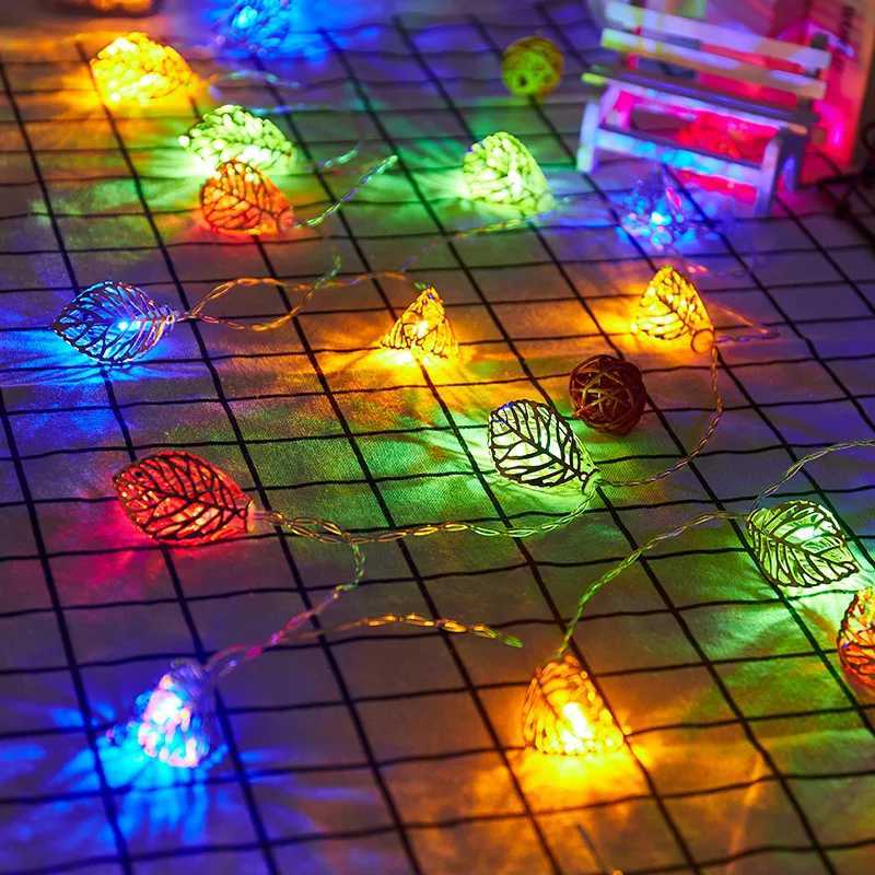 10/20 LEDs Fairy String Lights Leaves Garland Lamp for Festival Living Room Wedding Christmas Decoration Fairy String Lights XJ250710