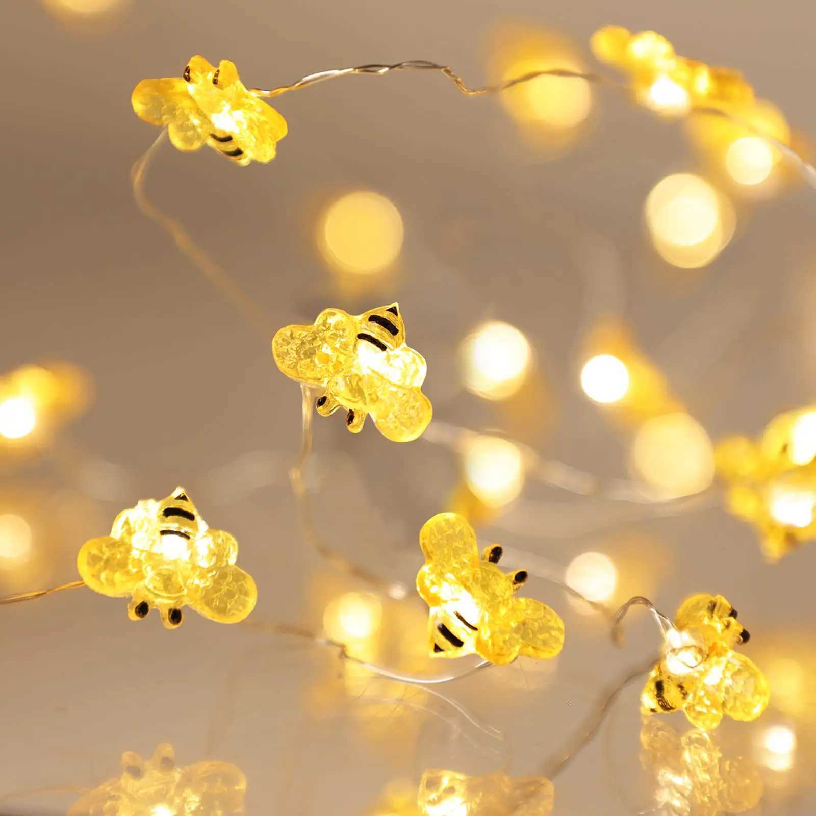 Bee Flower Lights Battery Operated Bee String Lights For Bedroom Plants Patios Party Wedding Xmas Decorative String LightsXJ250710