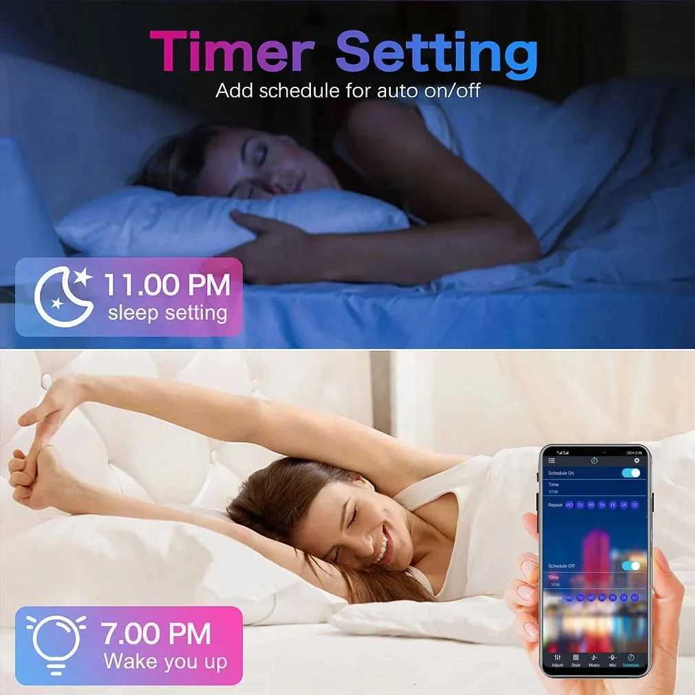 RGB LED Strip Lights 100ft/1181.1inch (1 Roll) Music Sync Color Changing Lamp With Remote App Control Room Lighting Led Lights XJ250710