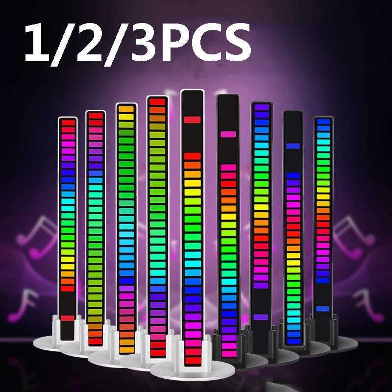 32 LED Charge RGB Light Bar Sound Activated Music Pickup Voice Lights Ambient Lamp Aesthetic Game Room Decor XJ250710