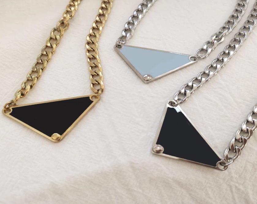 New Inverted Triangle Letter P Pendant Universal Punk Style Trendy Necklace Made of Stainless Steel and Gold NK Chain2700242