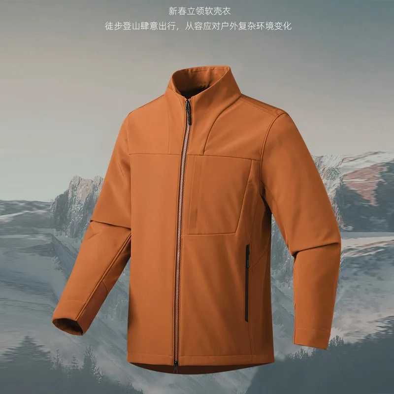 Windproof Jacket Outdoor Soft Shell Jacket Mens and Womens Spring and Autumn Waterproof Breathable Stand-up Collar Jacket New W250711