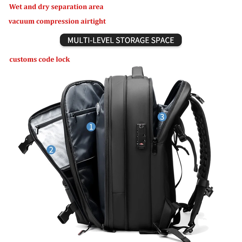 Luxury Designer Men's 17-inch Laptop Vacuum Compression Business Large Capacity School Expansion Outdoor Travel Backpack