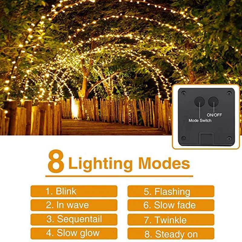 5/7/12/22M Solar Garland Lamp LED Icicle Fairy String Lights for Outdoor Garden Christmas Tree Wedding Party Home DecorationXJ250710
