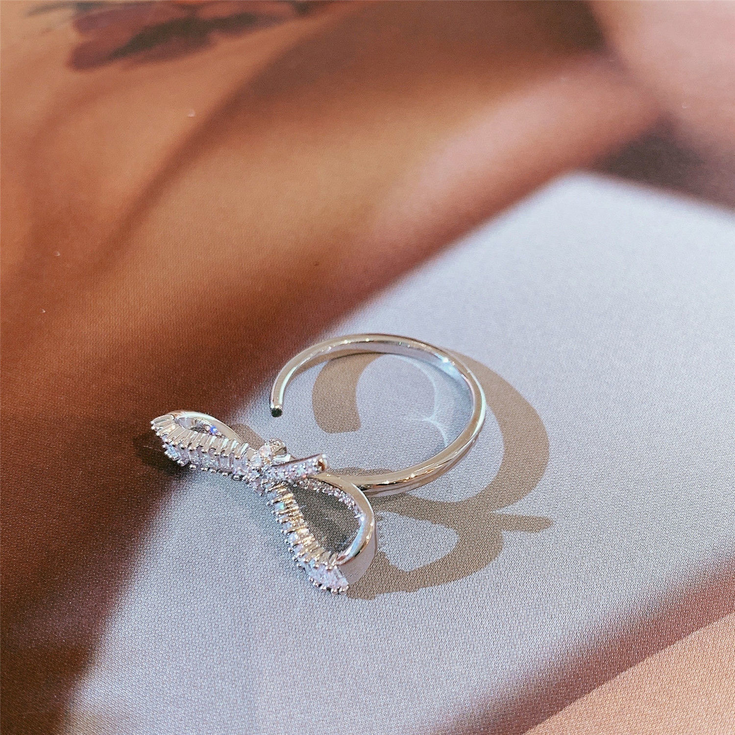 Adjustable Open Bowknot Ring INS Style Niche Fashion Index Finger Ring Street Personality Ring Trend Daily Party Jewelry for Women250711