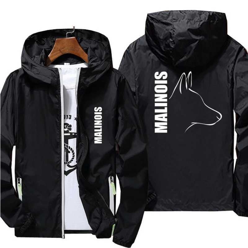 2022 Casual Dog Belgian Malinois Windbreaker Thin Sunscreen Hooded Coat Mens Sports Pilot Cycling Camping Jacket Plus Size 7XL W250711