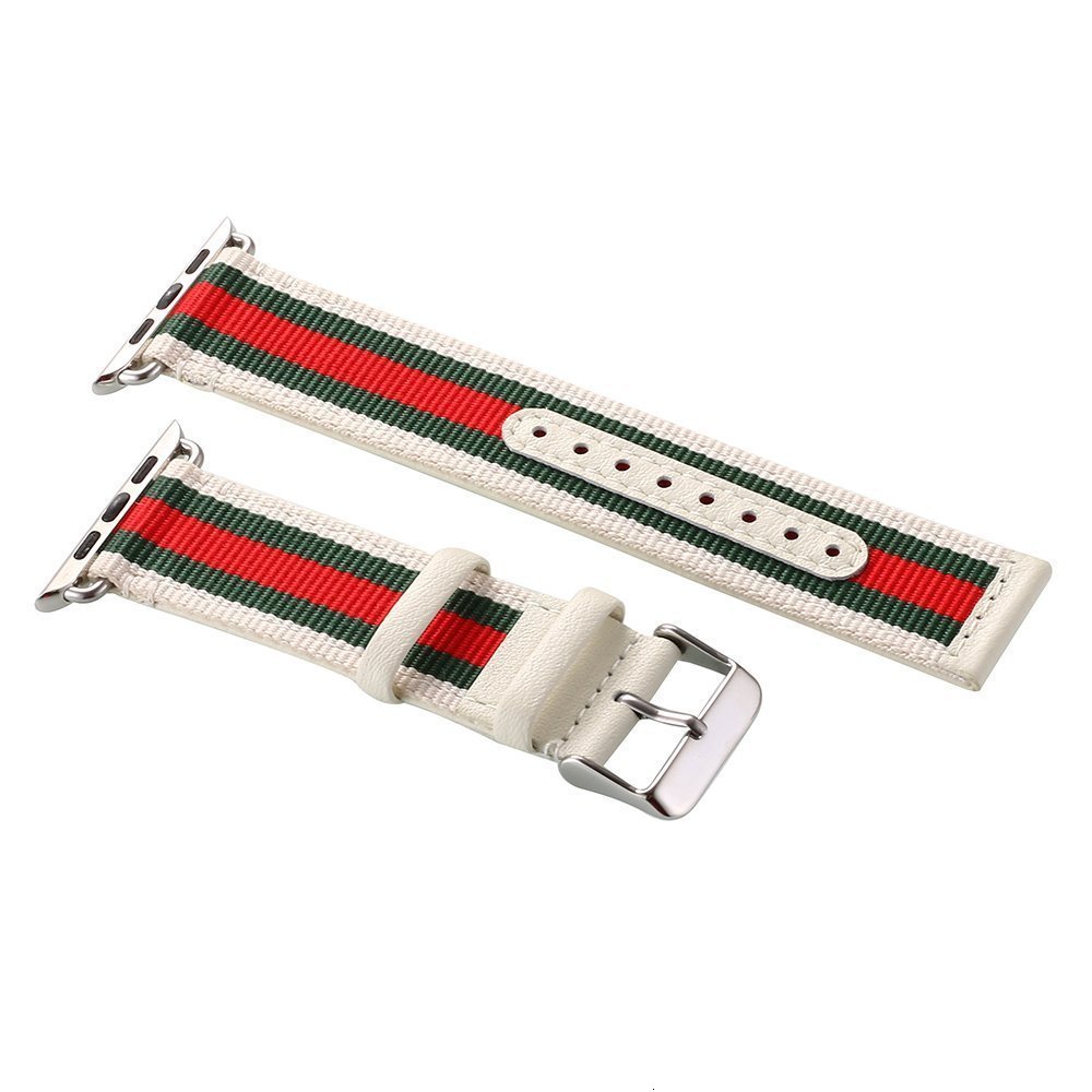 Suitable for Watch Nylon Genuine Leather Strap Watch Striped Color Block Leather Casual Strap 250711
