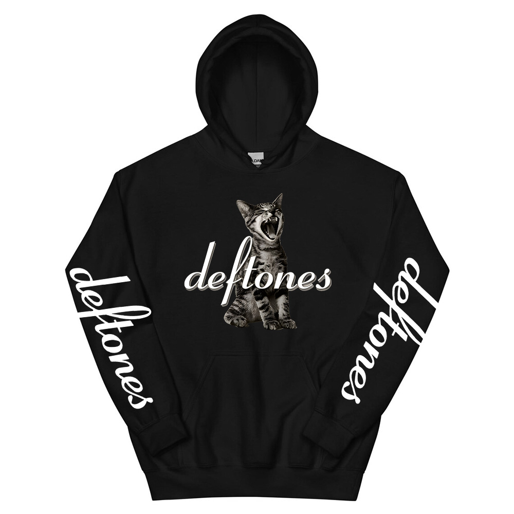 Hot Sale Deftones Cat Black Graphic Print Hoodie Men Women Rap Metal Band Brand Sweatshirt Tops Man Winter Fleece Hoodies Casual