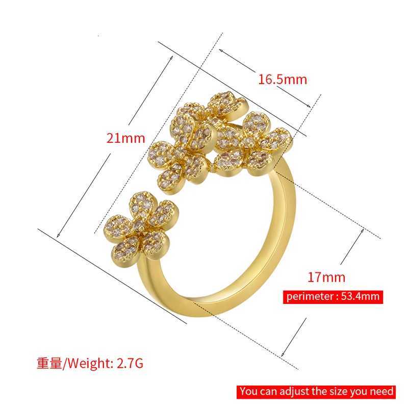 ZHUKOU romantic flower rings for women Cute delicate Women rings modern minimalist opening rings Christmas gift wholesale Y250711