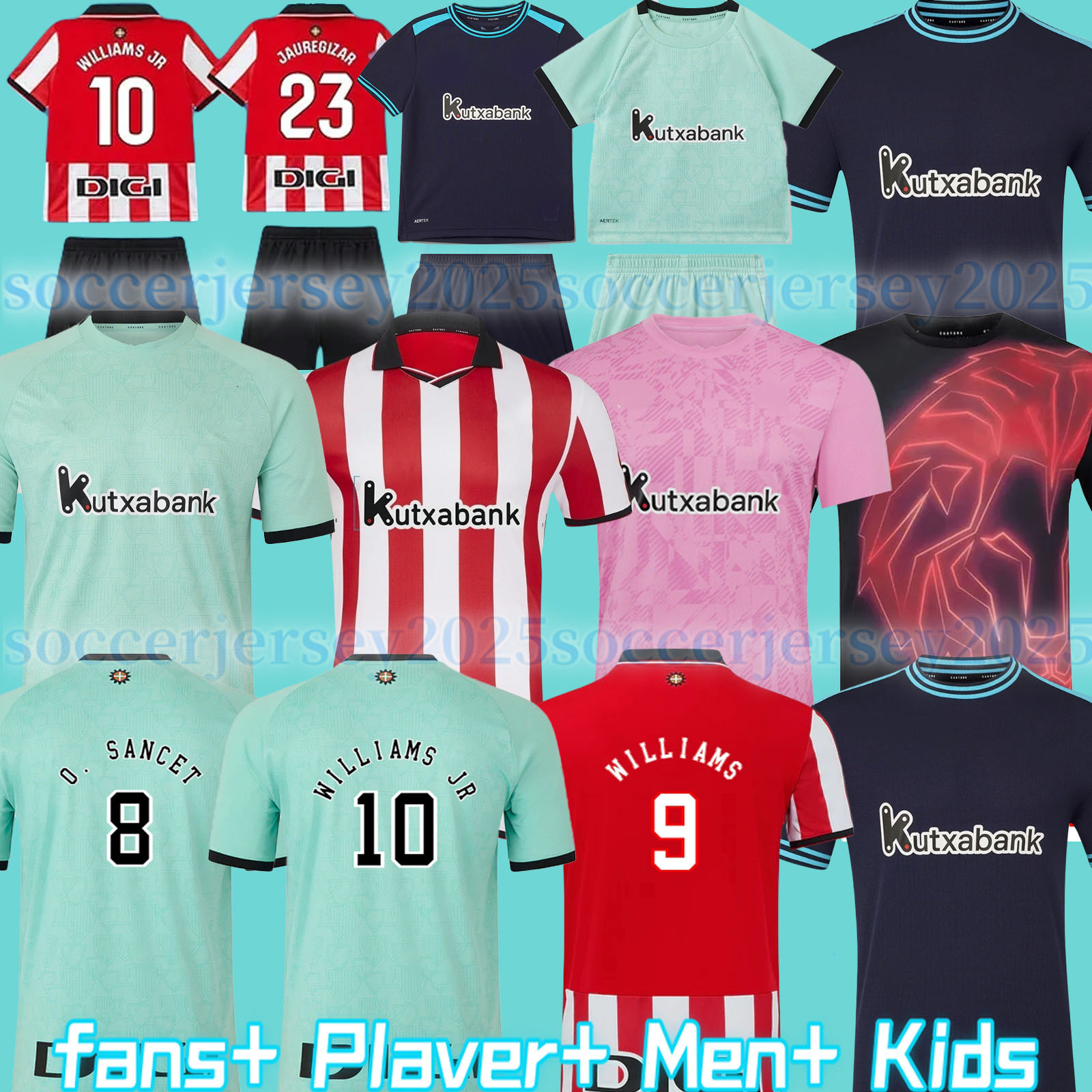 25 26 camiseta de Bilbao Soccer Jerseys GURUZETA BERENGUER MUNIAIN Athletic WILLIAMS JR Football shirt GARCIA VILLALIBRE Athletic Bilbao Sancet UNAI SIMON kit