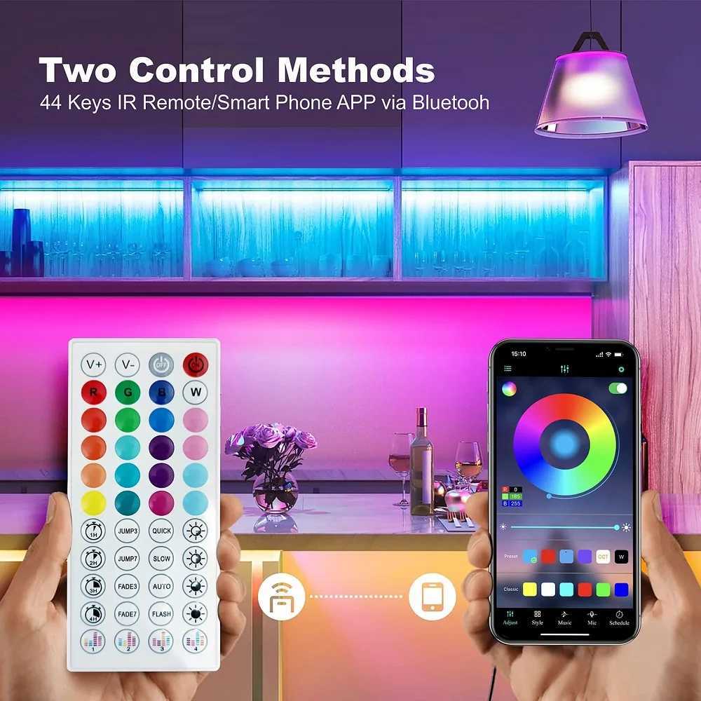 5M-30M USB LED Strip Lights Multicolor Bluetooth Control With 44-Key Remote Music Sync Flexible Lamp for Home Decoration XJ250710