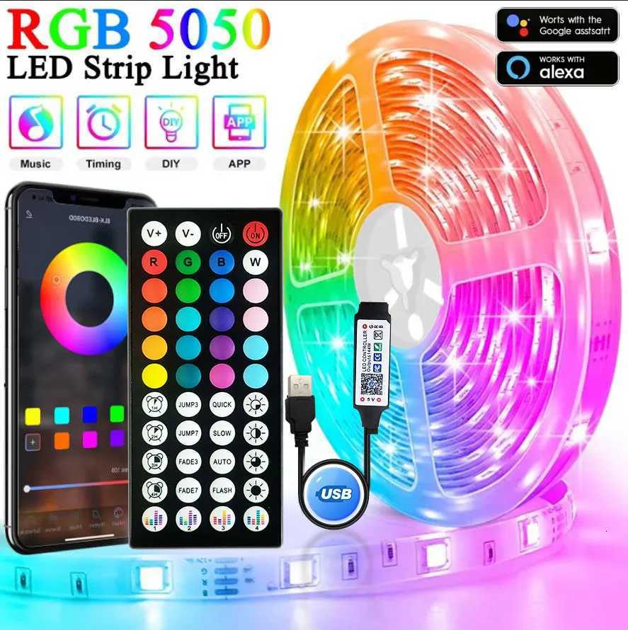 5050 RGB LED Strip Lights WIFI APP Control Color Changing LED Light Flexible Ribbon LED Tape Lights for Room Bedroom Decoration XJ250710