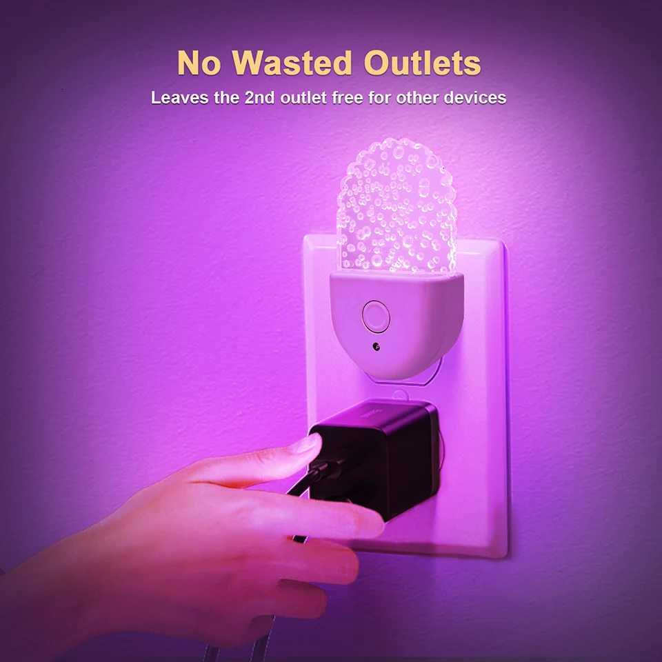 RGB Plug-in Night Light Color Changing Dusk to Sensor Wireless LED Nightlight for Kids Living Room Bedside Lamp G250711